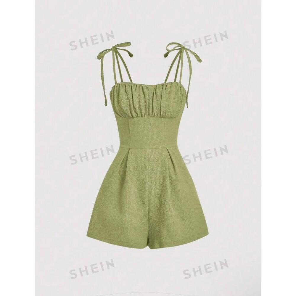 Tie Shoulder Ruched Bust Cami Romper